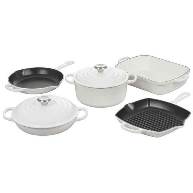 Le Creuset Enameled Cast Iron 7-Piece Cookware Set, White