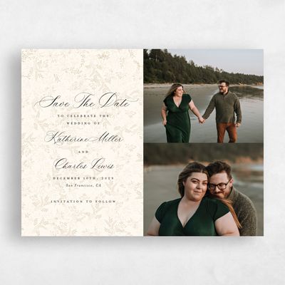 Cream, Beige Wedding Save the Date - Emma Multiphoto
