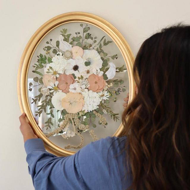 Oval Pressed Bridal Bouquets | Preserved Wedding Bouquet | Framed Wedding Flowers | Bouquet Keepsake | Bridal Bouquet Preservation