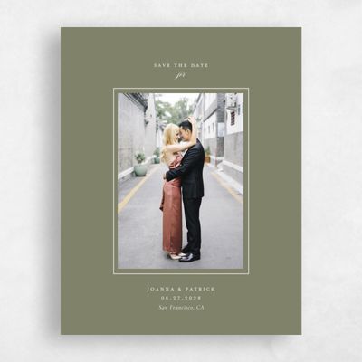 Khaki Green Wedding Save the Date - Knowlton Photo