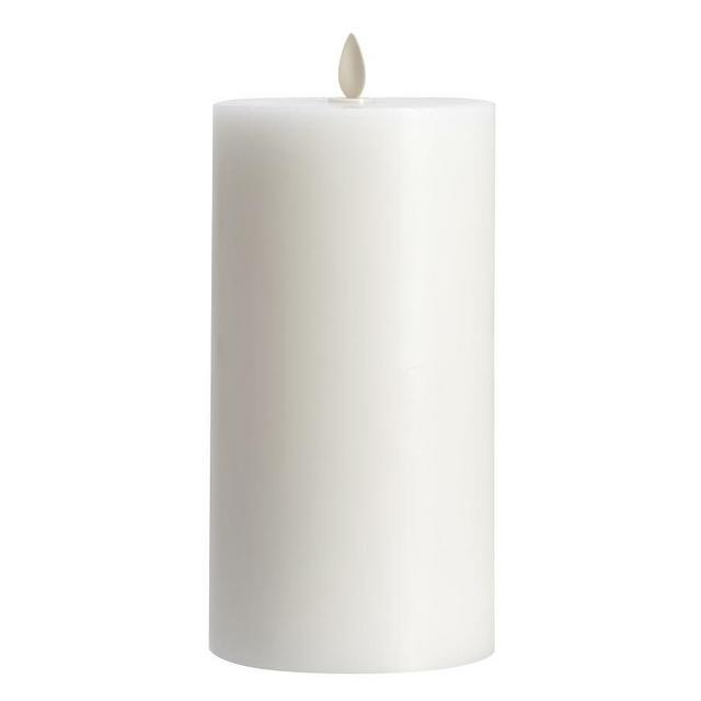 Premium Flicker Flameless Wax Candle, White - 4 x 8
