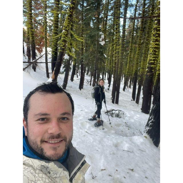 Our first time snowshoeing, where Grace led Chris on a little detour (or maybe we accidentally got lost—but as Grace would say, that’s all part of the adventure!).