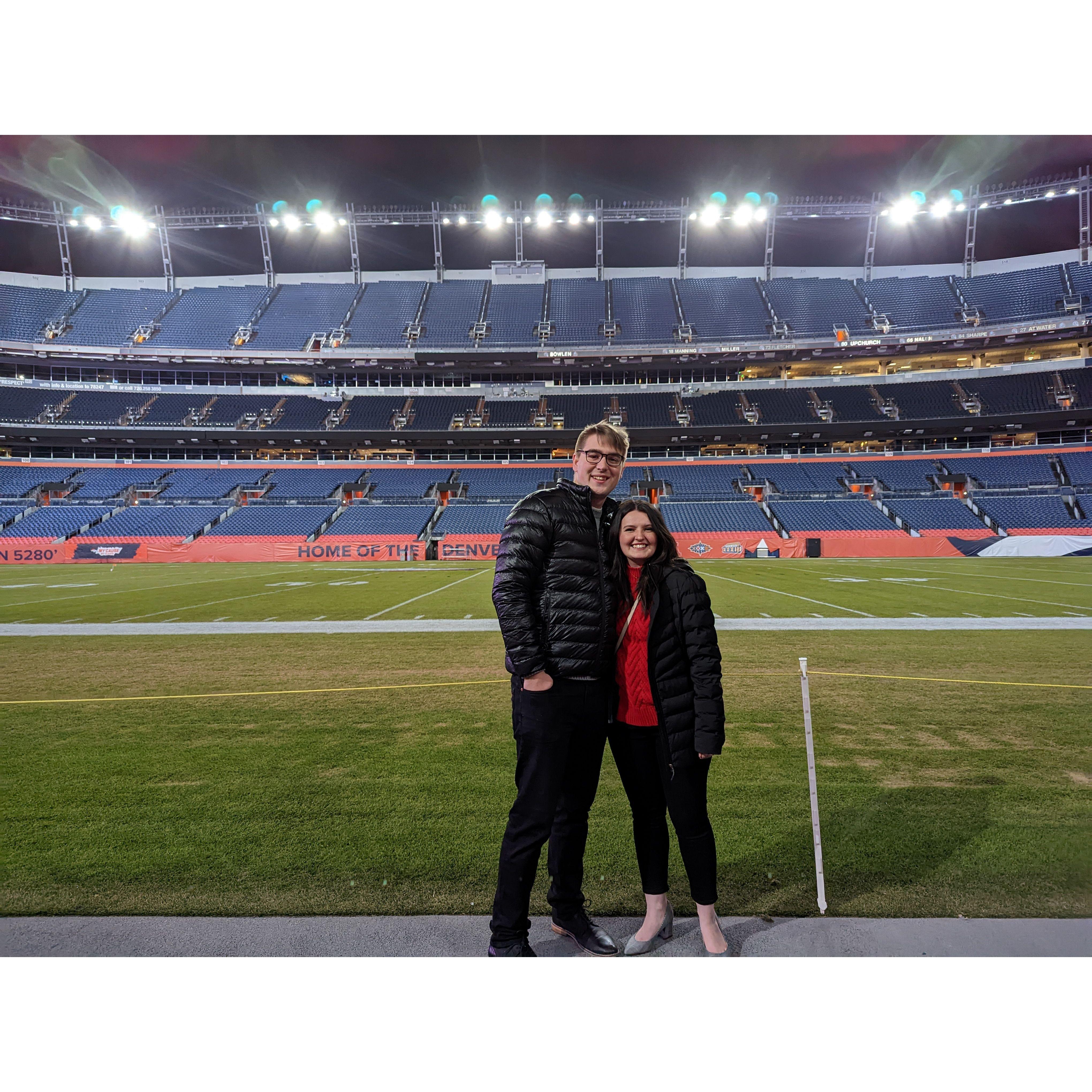 We snagged this photo at the Broncos Stadium where Amanda had her work's holiday party!