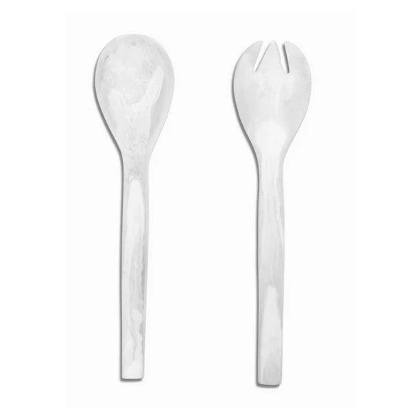 NASHI HOME EVERYDAY SALAD SERVERS IN WHITE SWIRL