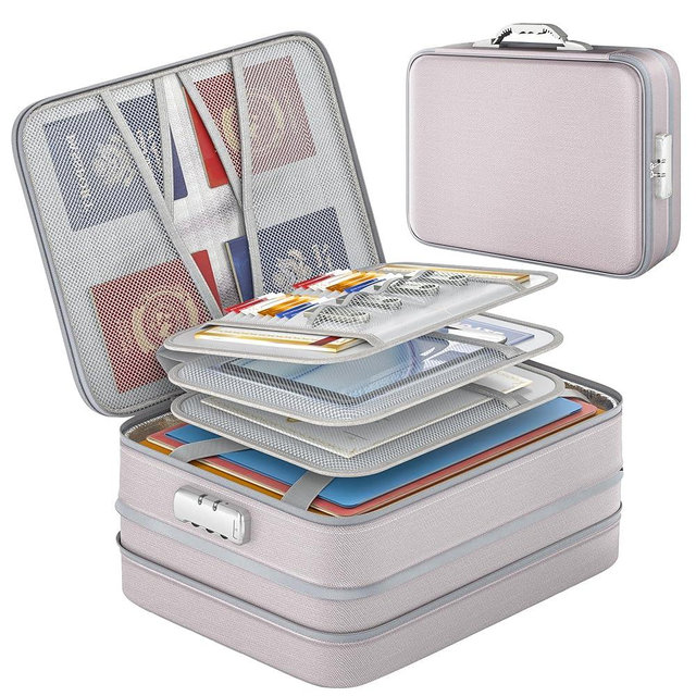 Nacial 5200℉ Fireproof Document Box with Lock, Expandable Document Organizer, Heat Insulated Fireproof Waterproof Box for File Storage, ﻿Portable Sturdy Handle for Important Documents Home Travel