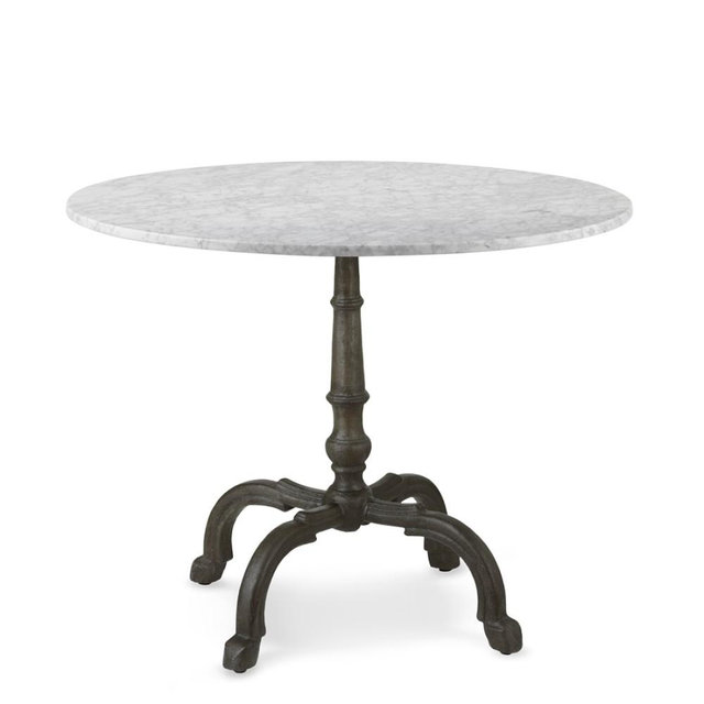 La Coupole Iron Bistro Table with Marble Top, Round, 42