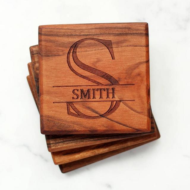 Personalized Coasters, Engraved Coasters, Wood Coaster Set, Monogram Coaster, Wedding Gift, Drink Coaster, Gift For Couple, For Men, For Him