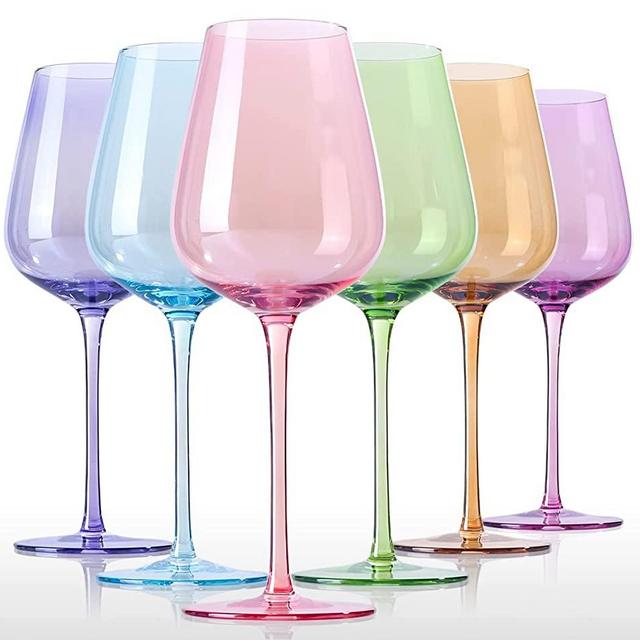 Physkoa Colored Wine Glasses Set Of 6 - Crystal Colorful Wine Glasses With  Long Stem,Wine Glasses wi…See more Physkoa Colored Wine Glasses Set Of 6 