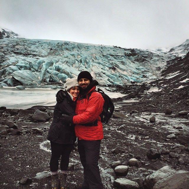 Hiking to a glacier during a sleet storm in Iceland.