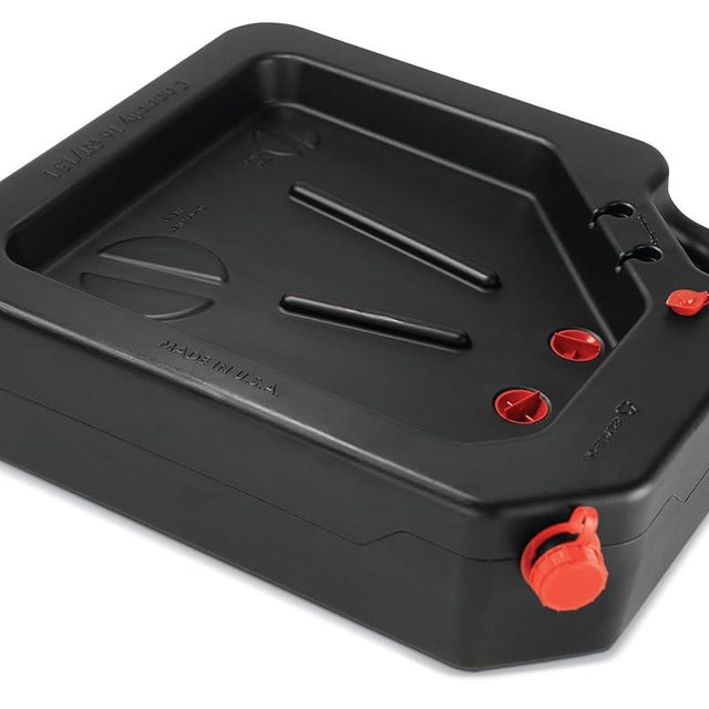 PAK Premium 16 Quart Oil Drain Pan, Easy Pour Design with Tethered Cap, Made in USA