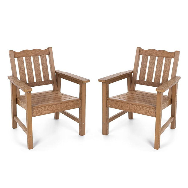 Stoog All-Weather Patio Chairs Set of 2, Oversized Garden Chair with 400 lbs Weight Capacity, Easy to Assemble, Outdoor Chair for Patio, Backyard Deck, Fire Pit & Lawn Porch, Teak