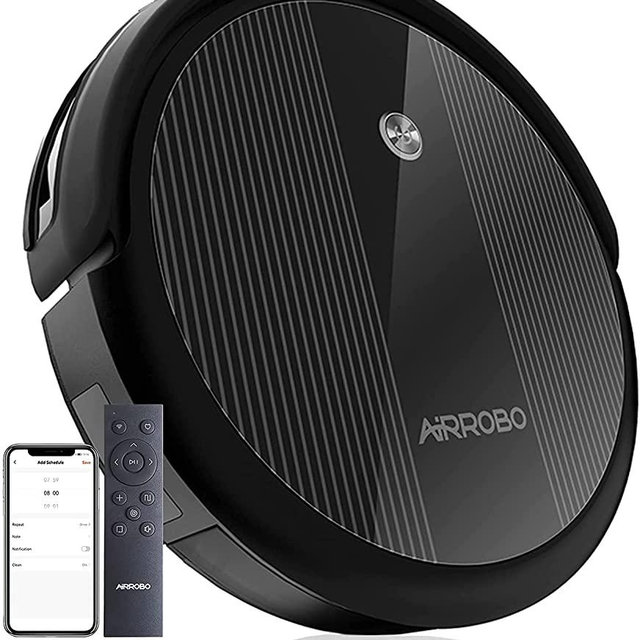 Robot Vacuum Cleaner, 2600Pa Strong Suction Power Robotic Vacuums, WiFi Connected, App Control, Works with Alexa and Google Home, Self Charging, Ideal for Hard Floor, Carpet, Pet Hair, AIRROBO P10