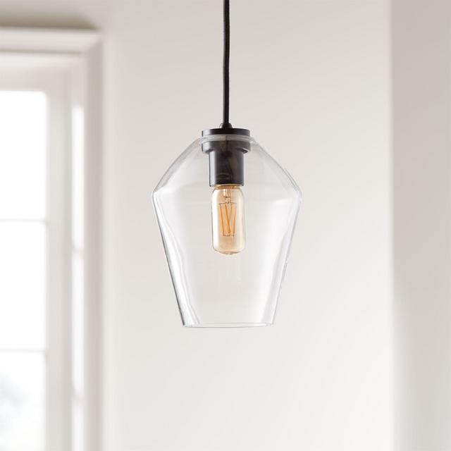 Arren Black Single Pendant with Clear Angled Shade