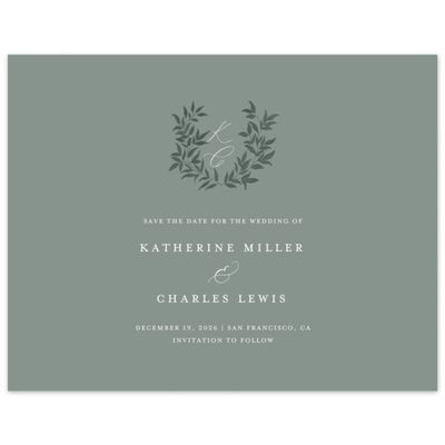 Deep Sage, Green Wedding Digital Save the Date - Willow Landscape