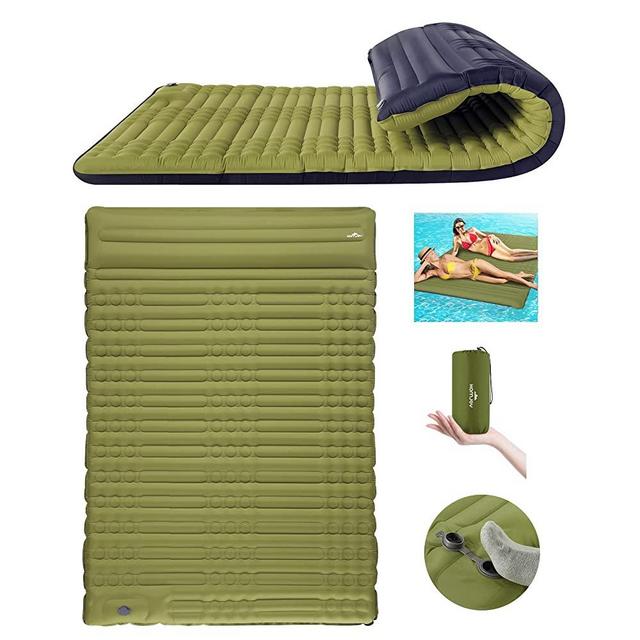 Megior Camping Sleeping Pad, Extra Thickness 4 Inch Inflatable Sleeping Mat Lightweight Waterproof Camping with Built-in Pump Air Mattress for Backpacking, Hiking, Tent, Traveling