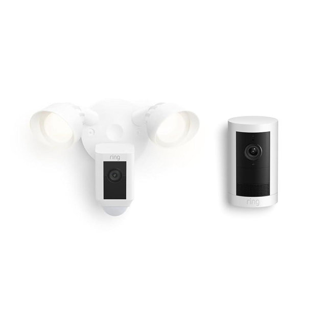 Ring Floodlight Cam Plus, Wired with Ring Outdoor Cam Plus, Battery