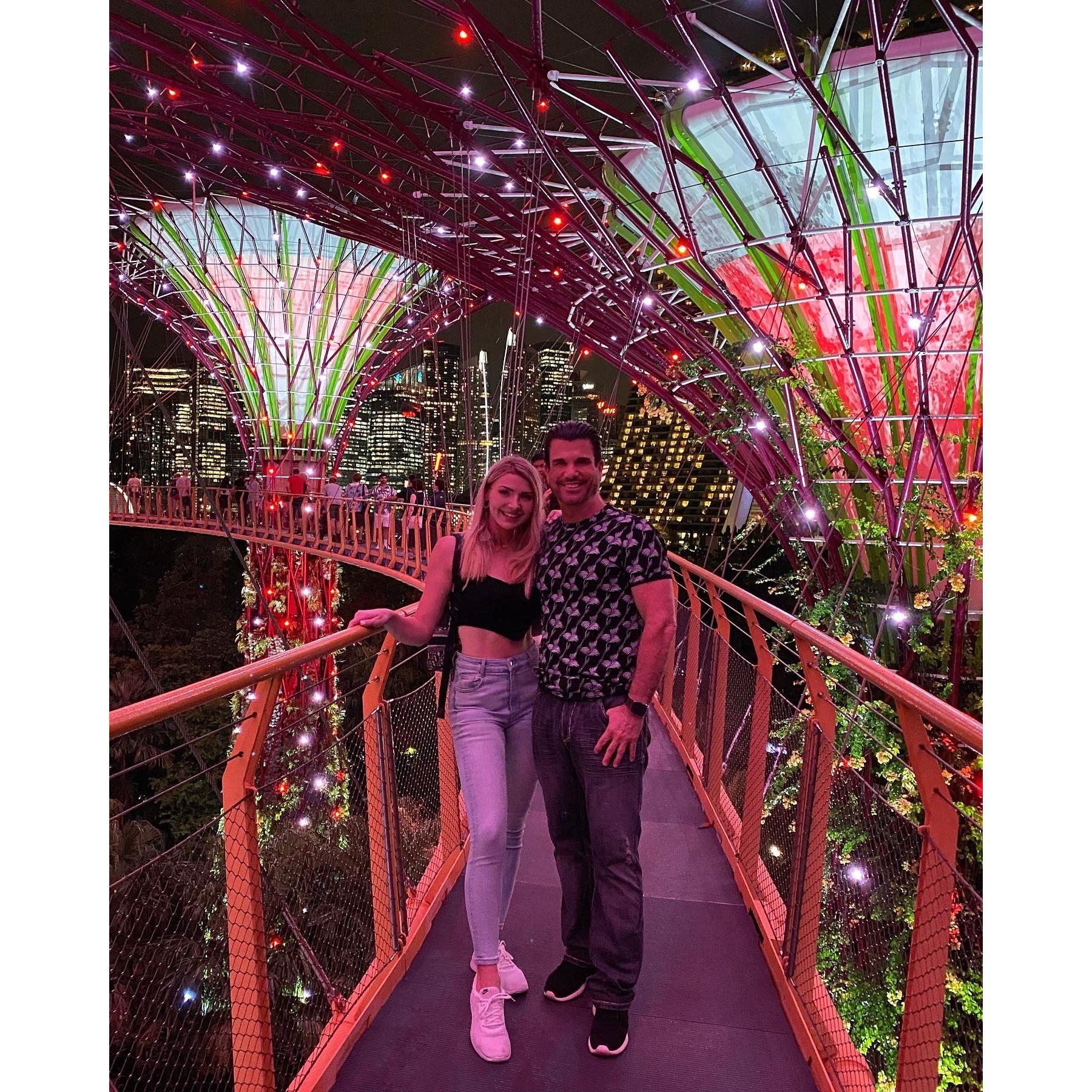 Enjoying the spectacular show of the Singapore Gardens