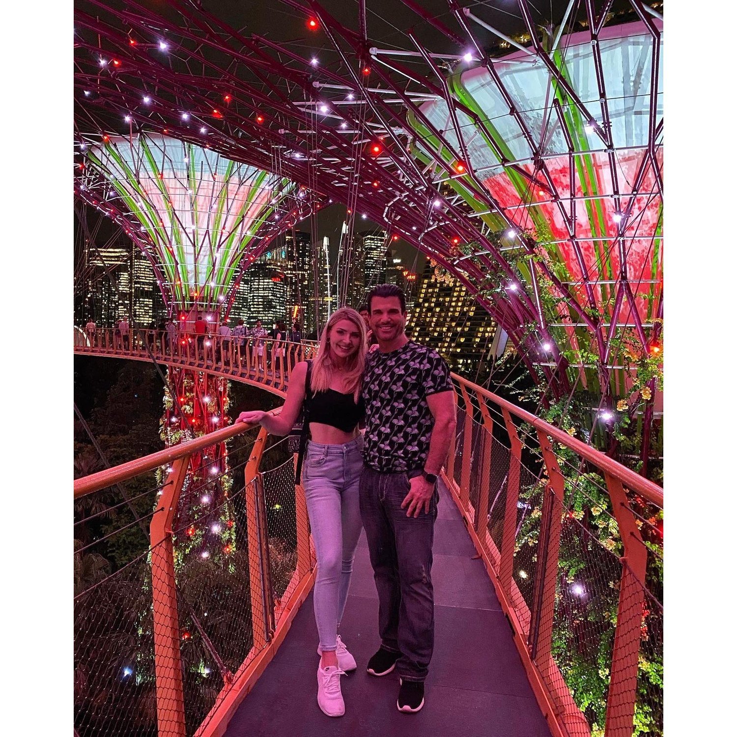 Enjoying the spectacular show of the Singapore Gardens