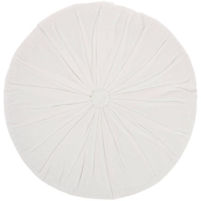 16" Sofia Ruched Velvet Round Throw Pillow Cream - Mina Victory