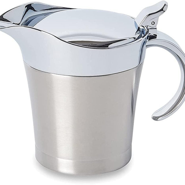 WENH 16Oz Stainless Steel Gravy Boat - Double Insulated with Hinged Lid