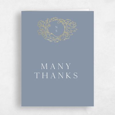 Blue Wedding Thank You - Briar Portrait Foil
