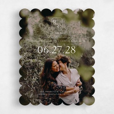 White Scalloped Wedding Save the Date - Altair Photo