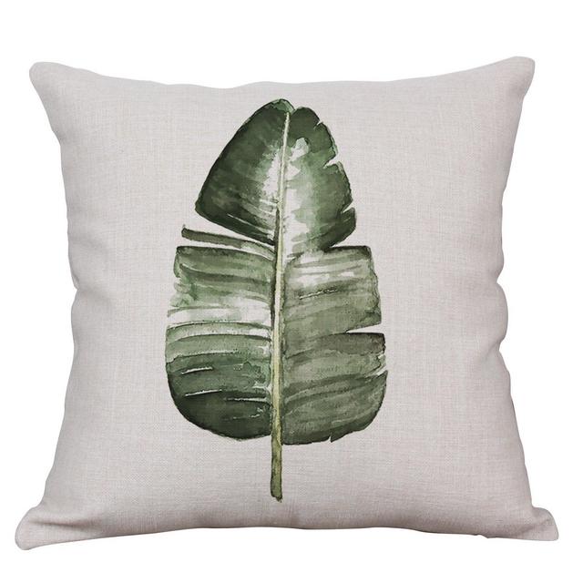 Green Plant Throw Pillow Covers Decorative Cushion Covers Square Cotton Linen Outdoor Couch Sofa Home Pillow Covers 20x20 Inch
