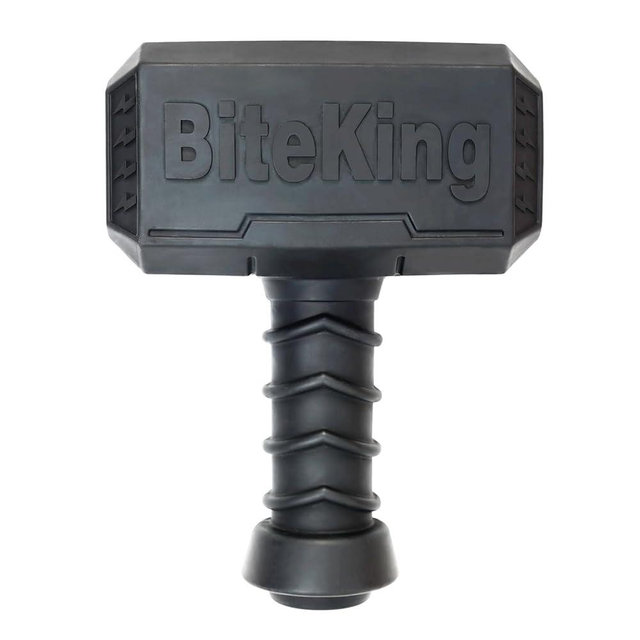 BiteKing Natural Rubber Dog Toys for Large Aggressive Chewers - Lifetime Replacement - Indestructible Fetch Treat Toy for Large Dogs - Durable Hammer Dog Chew Toy for Super Chewer, Black