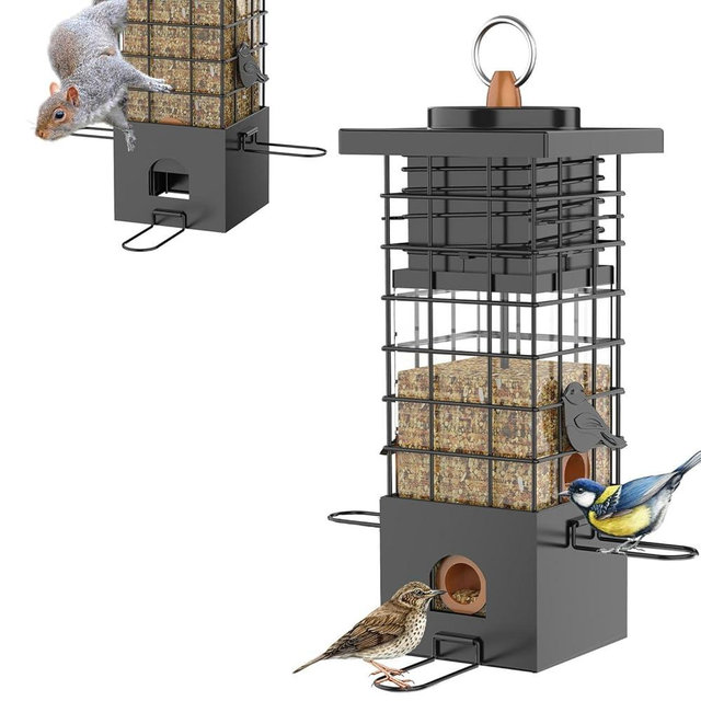 Metal Squirrel Proof Bird Feeder for Outdoors Hanging,Wild Bird Feeders for Outside, 2.5 lb Capacity