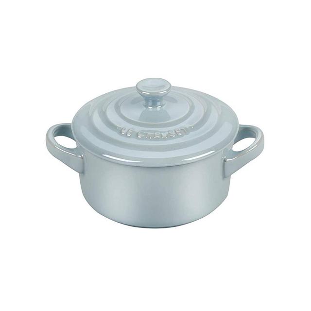 Le Creuset Metallic Coastal Blue Enameled Stoneware 8 Ounce Mini Round Cocotte