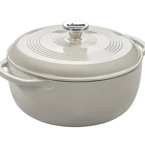 Lodge 6 Quart Enameled Cast Iron Dutch Oven. White Enamel Dutch Oven (Oyster White)