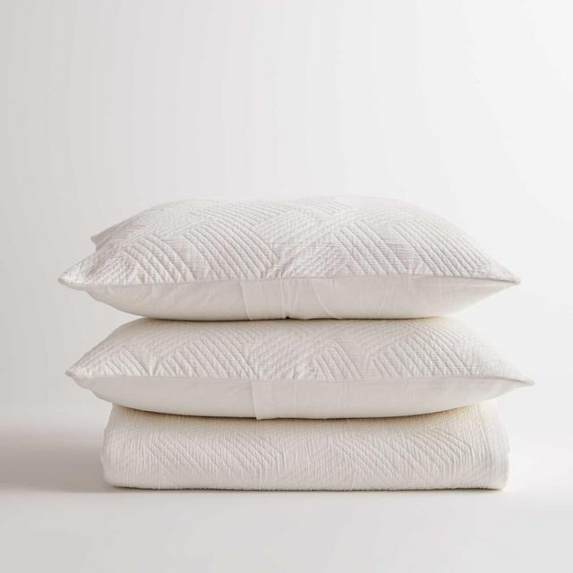Organic Cotton Matelasse Coverlet Set (White, King)
