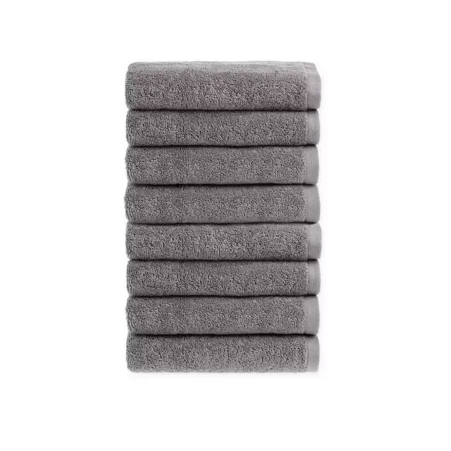 Clean Start Solid Washcloths in Grey (Set of 8)