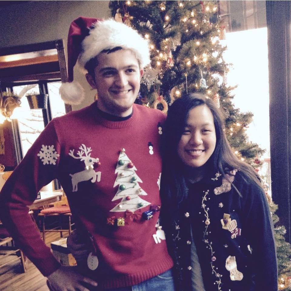 Our "ugly" Christmas sweaters!