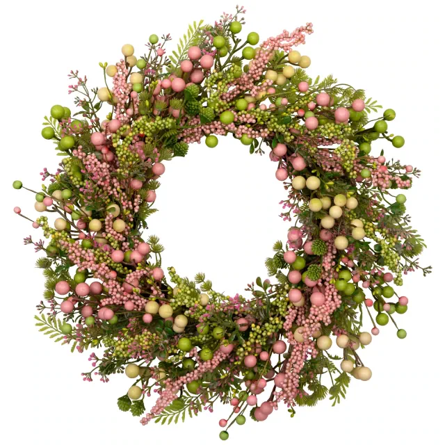 Northlight Berries and Olives Artificial Spring Wreath - 25" - Pastel
