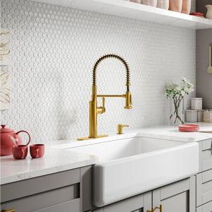 Kohler Sous Pro-Style-Single Handle Pull Down Sprayer Kitchen Faucet in Vibrant Brushed Moderne Brass