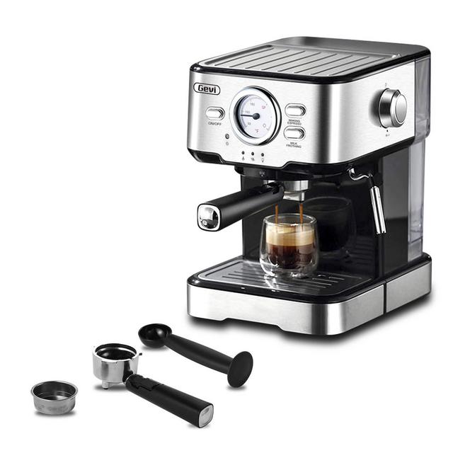 Espresso Machines 15 Bar Coffee Machine with Milk Frother Wand for Espresso, Cappuccino, Latte and Mocha, 1.5L large Removable Water Tank and Double Temperature Control System, Stainless Steel, Silver
