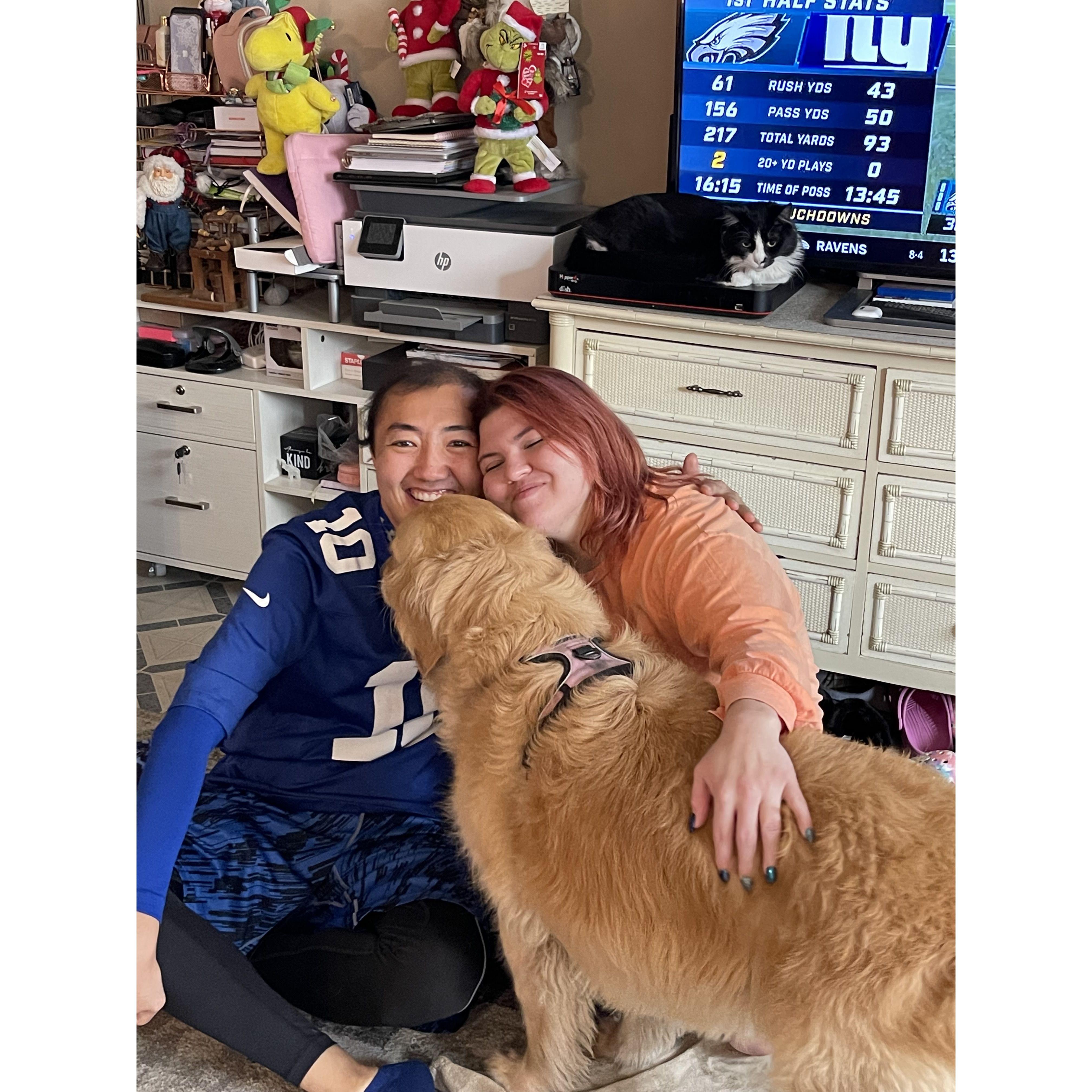 Family photo with Jenn during Christmas time