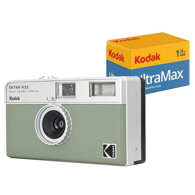 KODAK EKTAR H35 Half Frame Film Camera (Sage) Bundle with Kodak Ultramax 400/24EXP 35mm Roll Film
