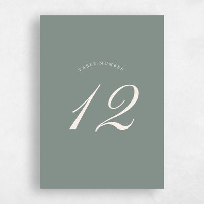 Deep Sage, Green Wedding Table Number - Bellisi