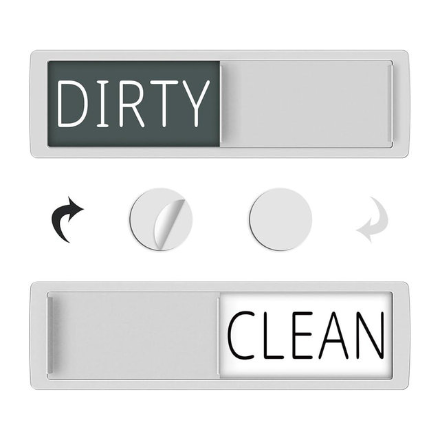 YauYik Dishwasher Magnet Clean Dirty Sign Shutter Only Changes When You Push It Non-Scratching Strong Magnet or Adhesive Options Indicator Tells Whether Dishes are Clean or Dirty (White/Grey)