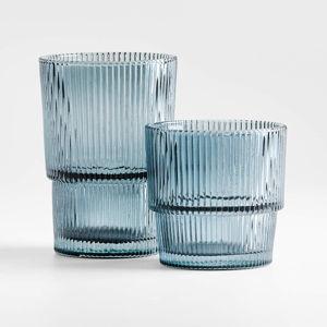 Atwell Stackable Textured Ribbed Double Old-Fashioned Glass | Crate & Barrel