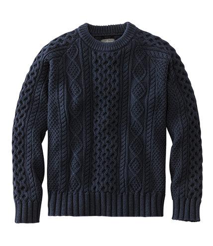 Beige Size L - Men's Signature Cotton Fisherman Sweater