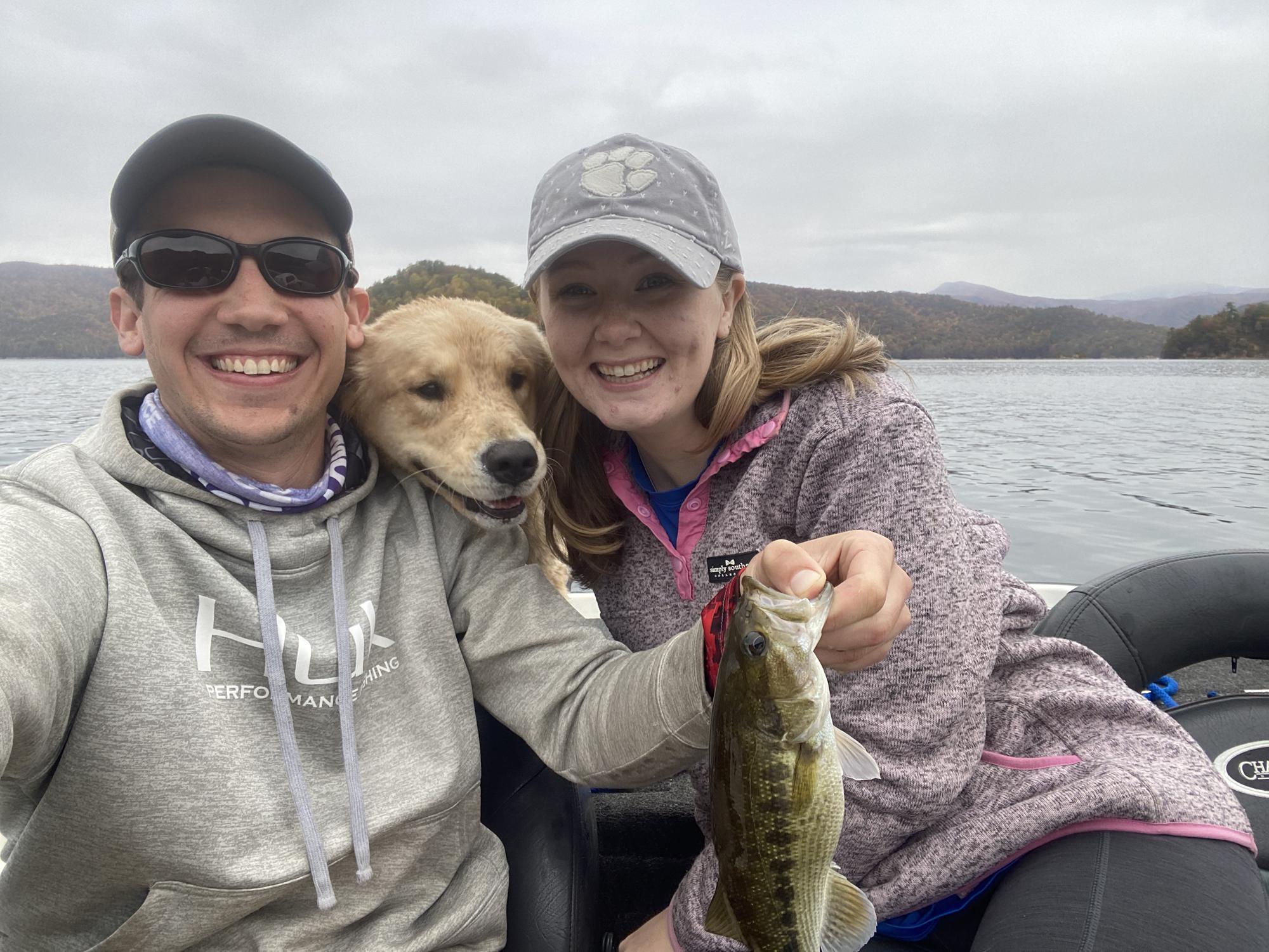 Fishing just before we got engaged! (Kelsey caught this fish)