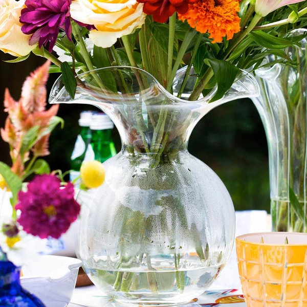 Hibiscus Glass Clear Medium Fluted Vase