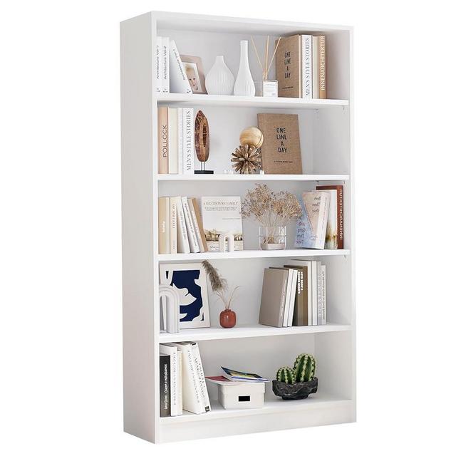 Farini 60 Inch Tall Bookcase,5 Shelf Bookshelves,Adjustable Bookshelf for Home Office,White