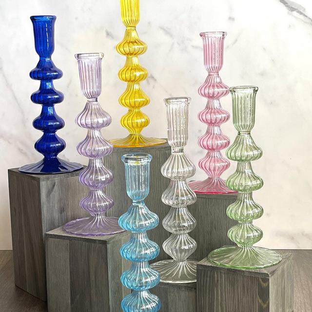 Handblown Small Accordion Candle Holders