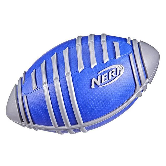 NERF Weather Blitz Foam Football for All-Weather Play -- Easy-to-Hold Grips – Great for Indoor and Outdoor Games -- Silver