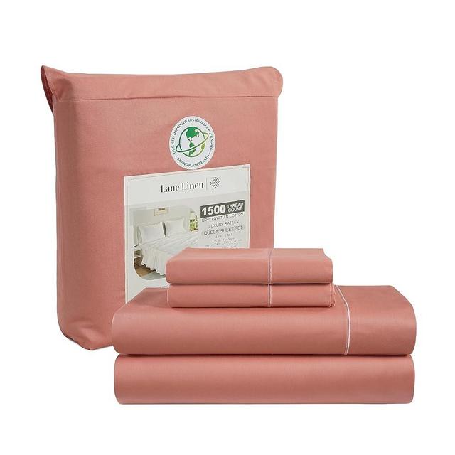 LANE LINEN 100% Egyptian Cotton Sheets, 1500 Thread Count Cotton Bed Sheets Queen Set, 4Pc Cooling Bed Sheets, Soft Breathable Sheets, Hotel Bed Sheets Queen Size Sheets Deep Pocket - Rose Dawn