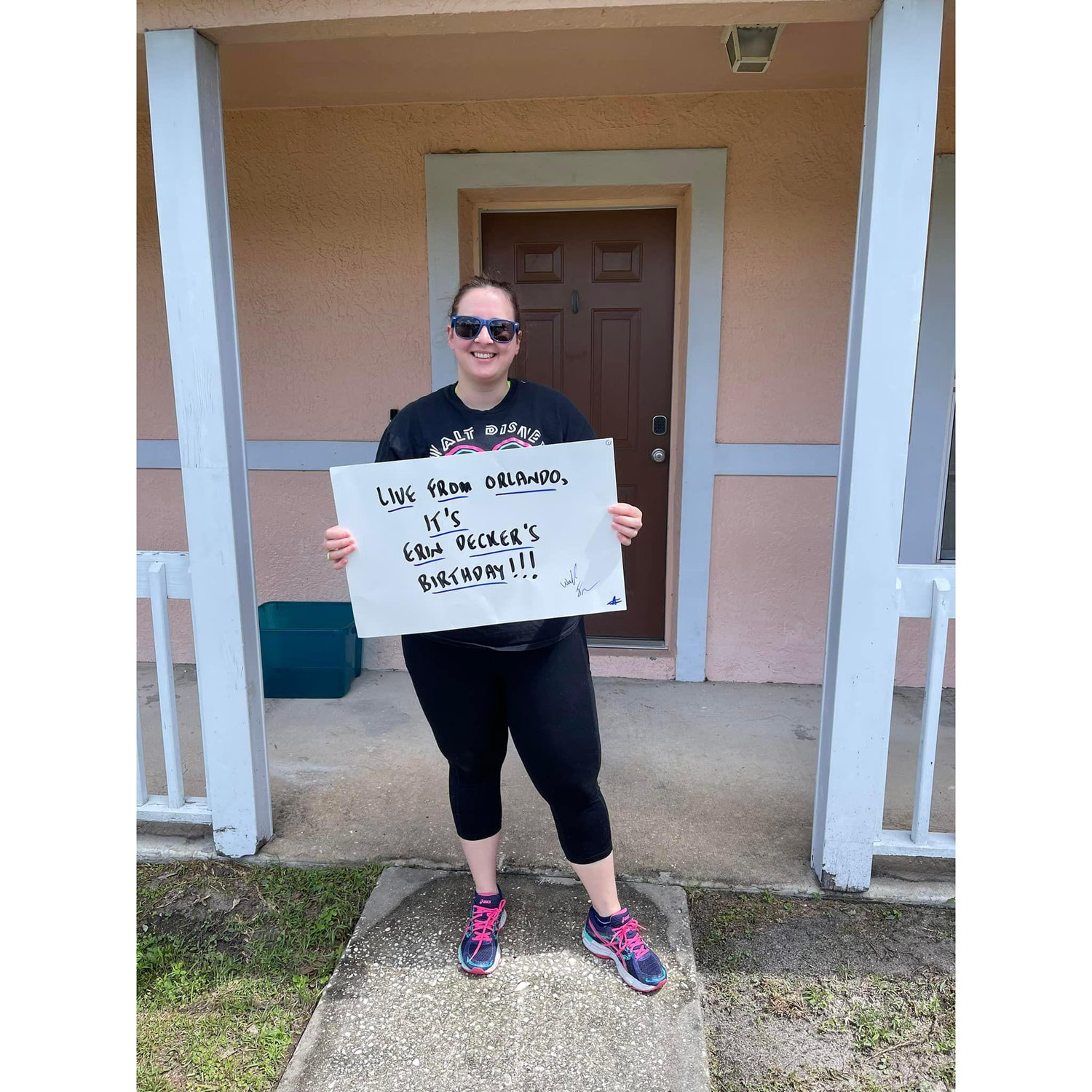 Ross got Erin this custom cue card from SNL's Wally Feresten for her birthday